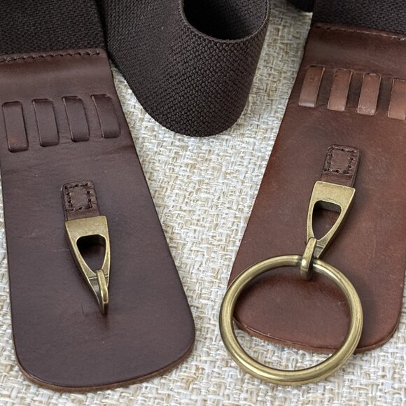 Tommy Bahamas Belt Women's Brown Fashion Dress Leather Elastic Metal Buckle Size - Picture 11 of 11